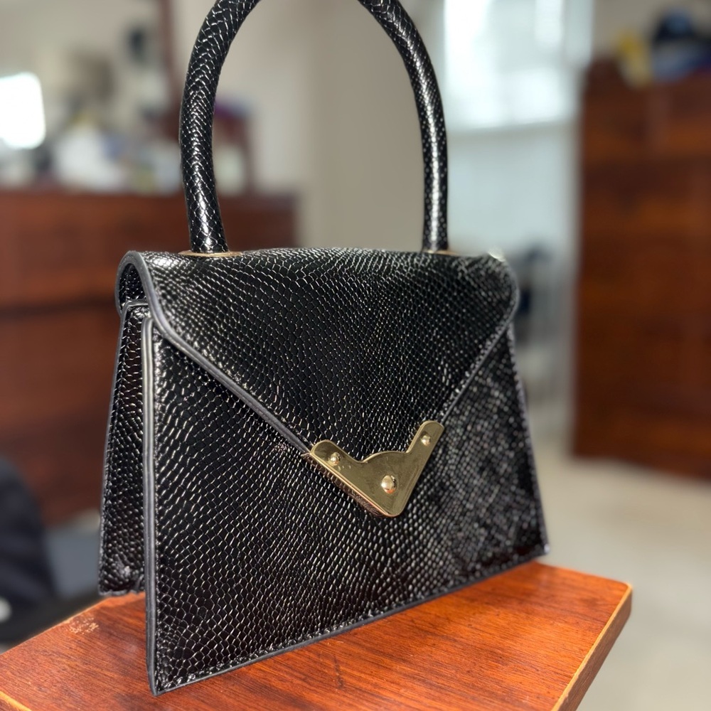 Black Mini Bag with Gold Accents